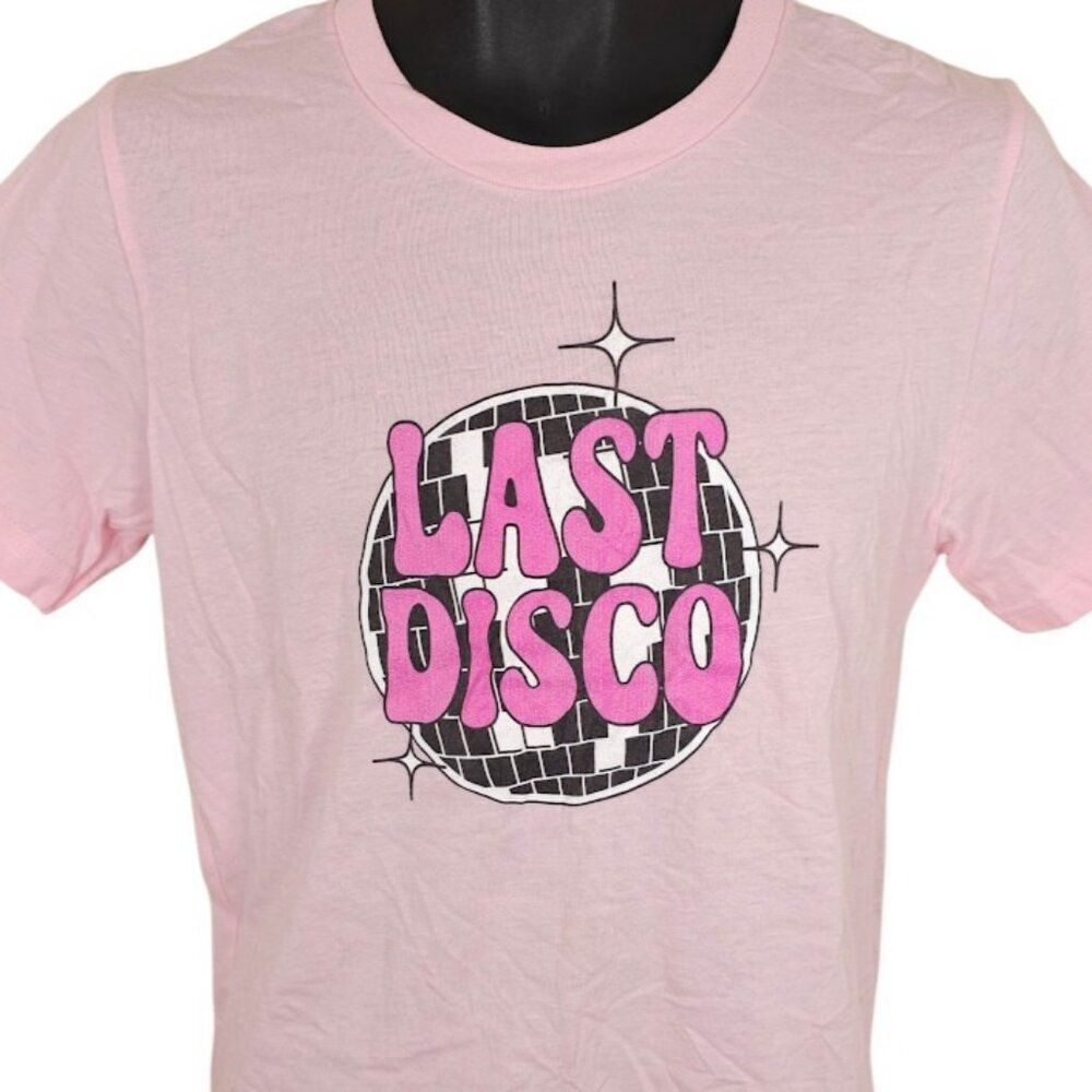 Last DiscoβT Shirt Mens Size Small Pink Party Disco Ball Bachelorette Bachelor